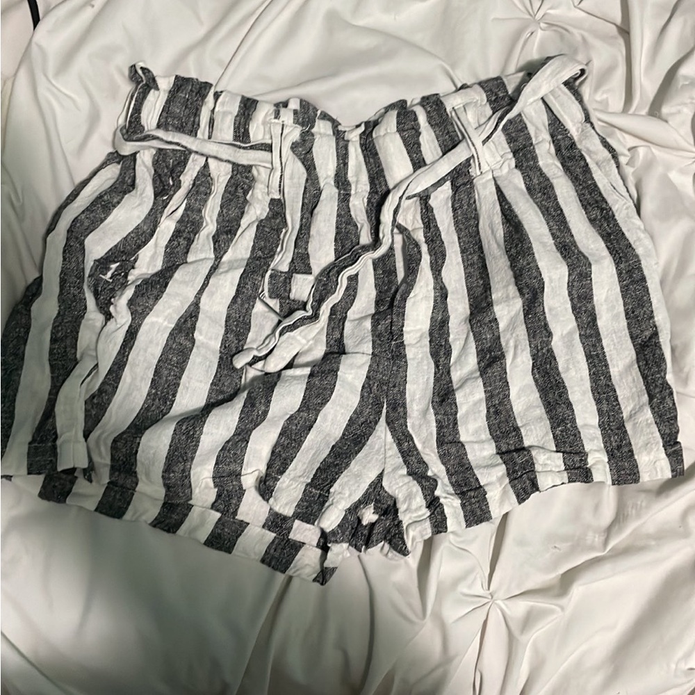 White and grey flowy shorts
